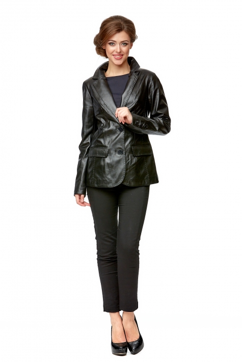 Женская кожаная куртка из натуральной кожи с воротником 8002038